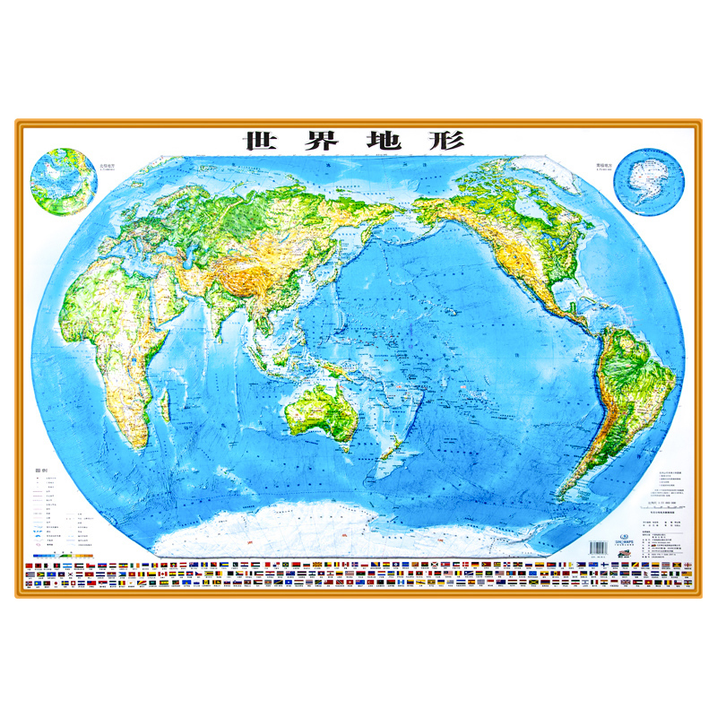 中国地形3d凹凸立体地图世界地形约76*56cm精雕3D立体地形图博目学生用立体地形图中小学地理学习 3D地形地貌可-图1