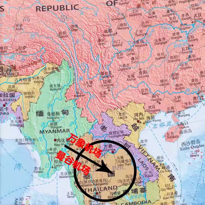 2024新亚洲地图中英文对照1.17米X0.86米世界热点国家地图 亚洲中国吉尔吉斯斯坦韩国朝鲜日本等 交通旅游地图 - 图2