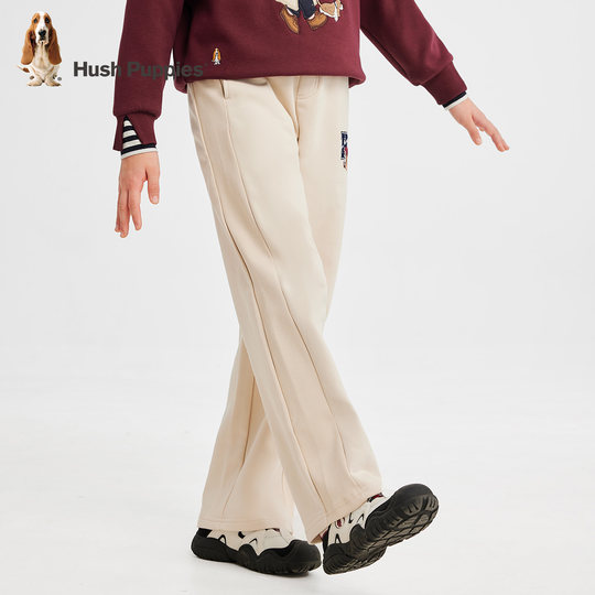 暇步士童装女童针织长裤中大童运动裤25年秋季新品儿童休闲直筒裤