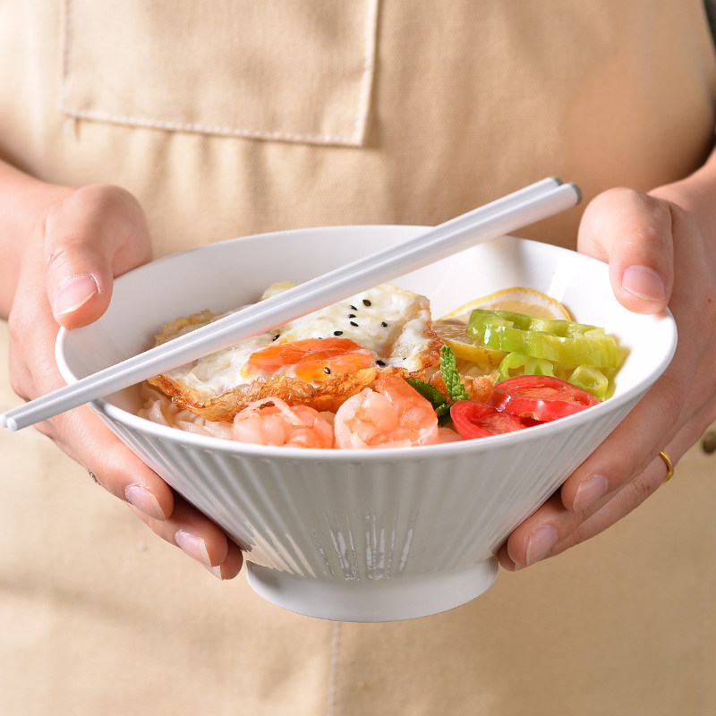 4只装8英寸斗笠碗面碗釉下彩陶瓷大碗家用2025新款高级感拉面碗,淘宝优惠券,粉丝福利购,淘宝优惠卷