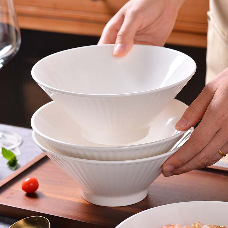 4只装8英寸斗笠碗面碗釉下彩陶瓷大碗家用2025新款高级感拉面碗,淘宝优惠券,粉丝福利购,淘宝优惠卷