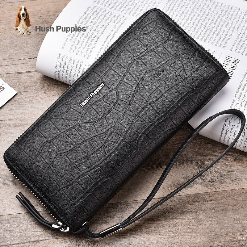 暇步士长款真皮复古鳄鱼纹男士钱包 暇步士箱包钱包