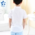 Bé trai Áo trắng Tay ngắn Trẻ em Mặc Cotton Cậu bé Áo trắng Tinh khiết Chương trình Trẻ em Dịch vụ Hiệu suất Đồng phục học hè - Áo sơ mi