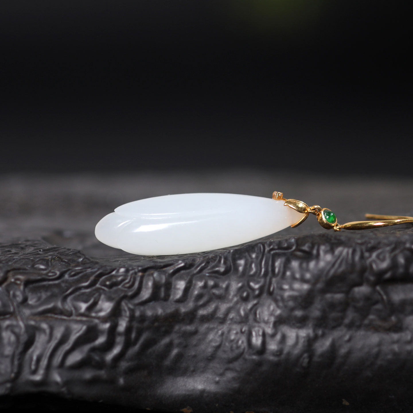 珪宝和田玉羊脂玉18k金镶玉兰花耳坠女款中国风玉器玉耳饰带证书,淘宝优惠券,粉丝福利购,淘宝优惠卷