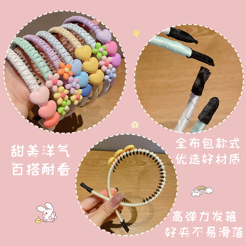 儿童发箍女款女童刘海碎发整理神器小女孩防滑带齿头箍不勒头发卡