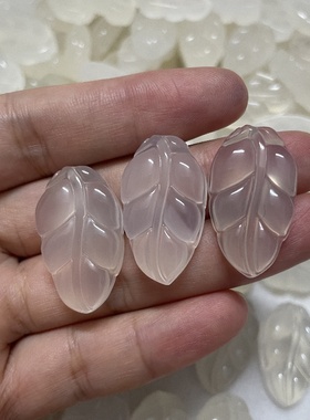 天然冰白玉髓玛瑙树叶挂坠金枝玉叶挂件一夜成名吊坠玉石吊件饰品