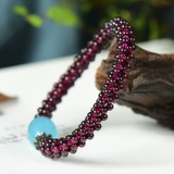 Плетеный браслет из граната, модный оберег на день рождения, этнический аксессуар, этнический стиль, подарок на день рождения