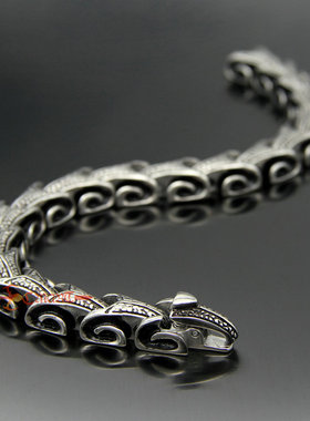 朋克霸气龙骨手链不锈钢潮牌摇滚复古花纹个性手链钛钢时尚手饰品