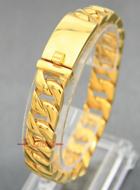 欧美风韩版学生钛钢黄金色手链