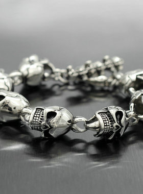 欧美朋克风男士钛钢鬼头配饰手链