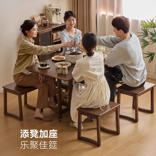 源氏木语加兰实木茶凳新中式客厅方凳换鞋凳家用餐凳卧室化妆凳 - 图3