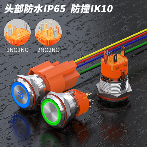 蓝波19A1金属按钮开关1NO1NC 2NO2NC可选自锁自复防水带灯24V220V - 图2