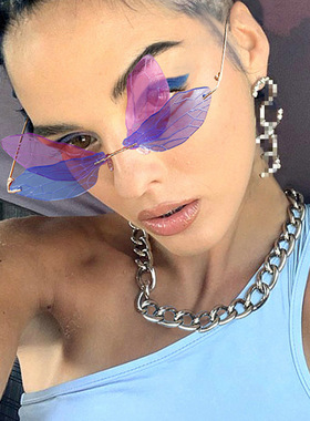 2020新款潮个性渐变蜻蜓太阳镜欧美时尚彩色翅膀墨镜女凹造型眼镜