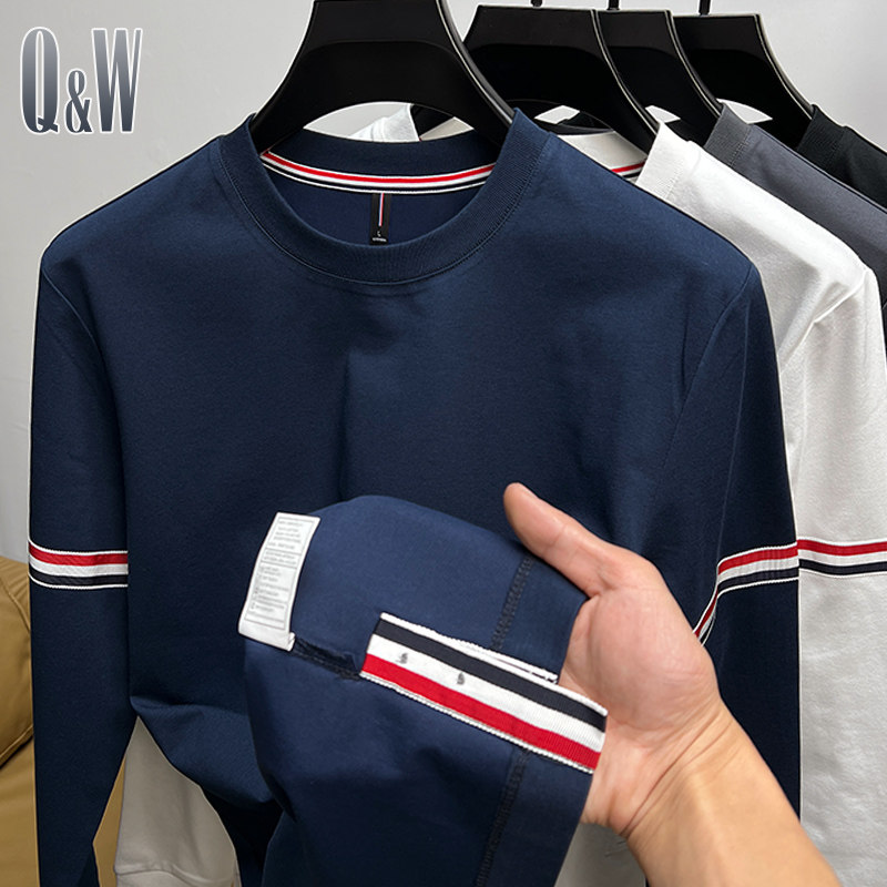 品牌索罗纳冰丝棉t恤长袖男装春秋季新款下摆开叉打底衫tb潮体恤,淘宝优惠券,粉丝福利购,淘宝优惠卷