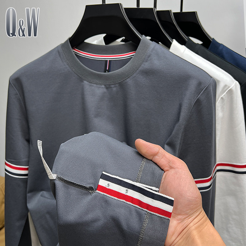 品牌索罗纳冰丝棉t恤长袖男装春秋季新款下摆开叉打底衫tb潮体恤,淘宝优惠券,粉丝福利购,淘宝优惠卷