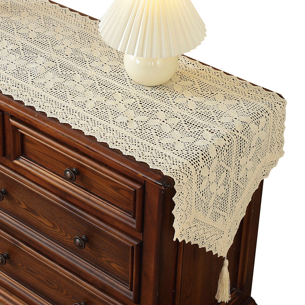 法式复古镂空桌旗2026新款棉线钩针桌布电视柜鞋柜五斗柜长条盖布,淘宝优惠券,粉丝福利购,淘宝优惠卷