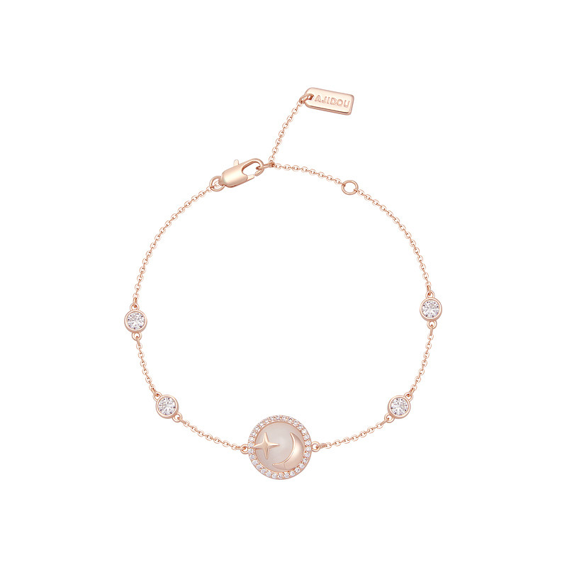 阿吉豆猫眼石星月圆环锆石创意手链 AJIDOU手链