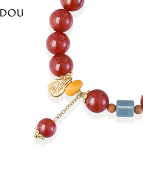阿吉豆手链女款玛瑙手串蜜蜡串珠
