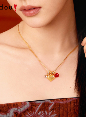 阿吉豆项链女金色爱心玛瑙锁骨链