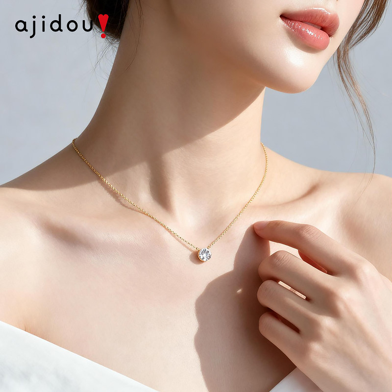 AJIDOU阿吉豆项链女鼻屎钻吊坠轻奢时尚颈链气质精致锁骨链首饰品