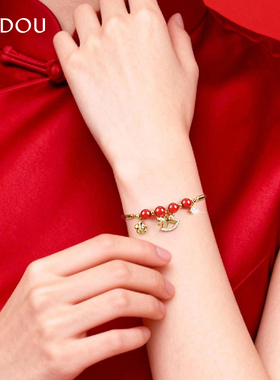 阿吉豆红绳手链生肖马本命年串珠