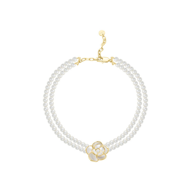 阿吉豆山茶花系列双层珍珠百搭颈链 AJIDOU项链