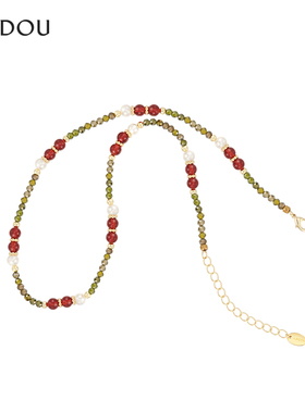 AJIDOU阿吉豆项链女红玛瑙时尚水晶首饰通勤锁骨链颈链