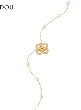 AJIDOU阿吉豆项链锁冰花结系列时尚珍珠女款潮流配饰饰品锁骨链