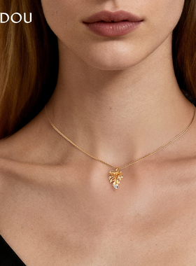 AJIDOU阿吉豆项链金色拉丝龟背叶