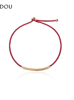 阿吉豆红绳手链本命年S925银手串