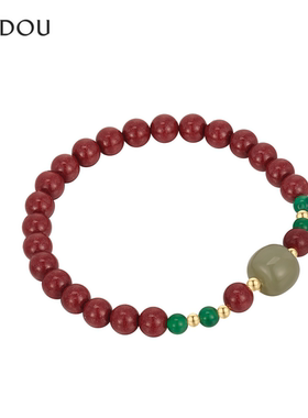 AJIDOU阿吉豆手链女休闲时尚款国风和田玉首饰吉祥串珠手串手环
