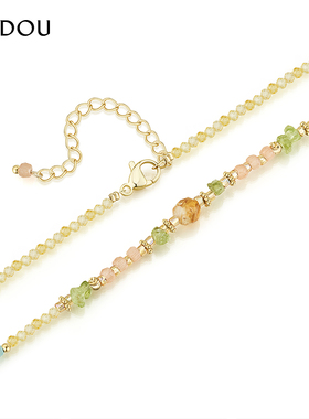 阿吉豆托帕石简约项链复古优雅女