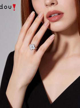 阿吉豆戒指女款四叶草设计感指环