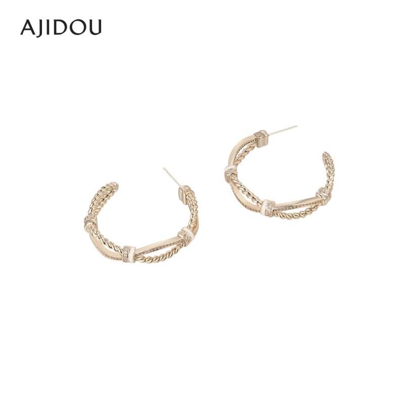 AJIDOU阿吉豆耳环女潮酷圆环线下专柜同款耳钉耳饰,淘宝优惠券,粉丝福利购,淘宝优惠卷
