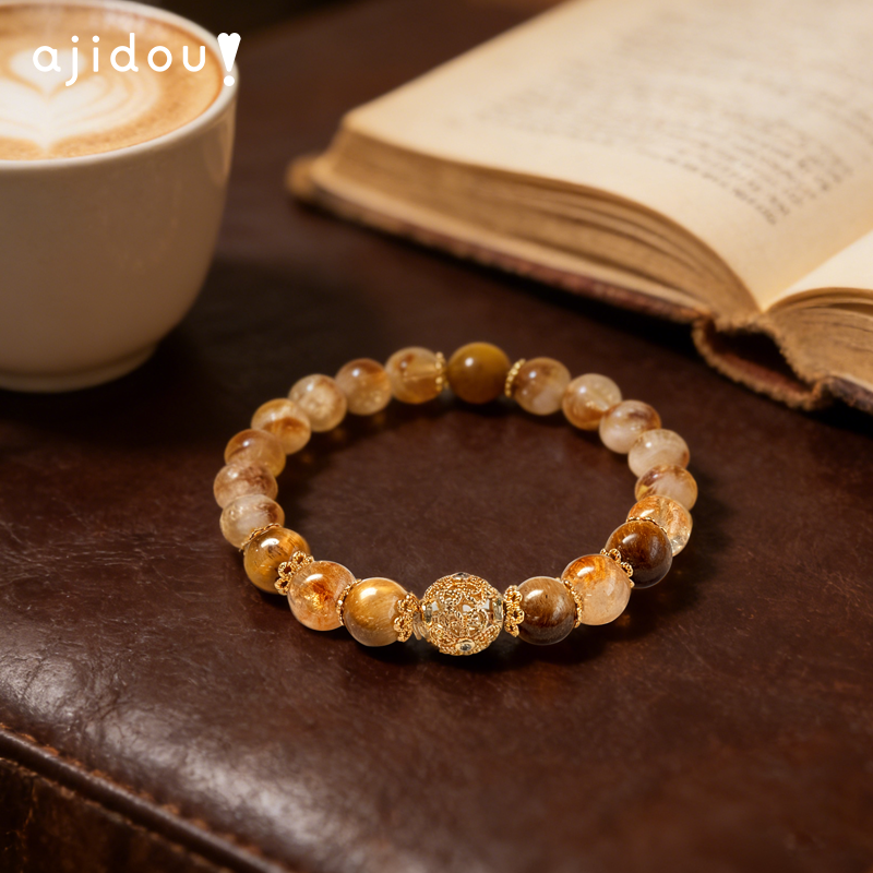 阿吉豆黄水晶手链女新中式国风招财转运珠子饰品手饰礼物手串首饰,淘宝优惠券,粉丝福利购,淘宝优惠卷