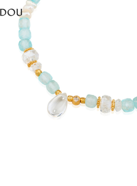 阿吉豆手链女时尚海蓝宝水晶手串