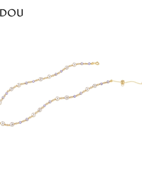 阿吉豆时尚珍珠水晶项链休闲吊坠