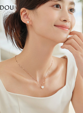 阿吉豆项链女优雅时尚爱心贝壳