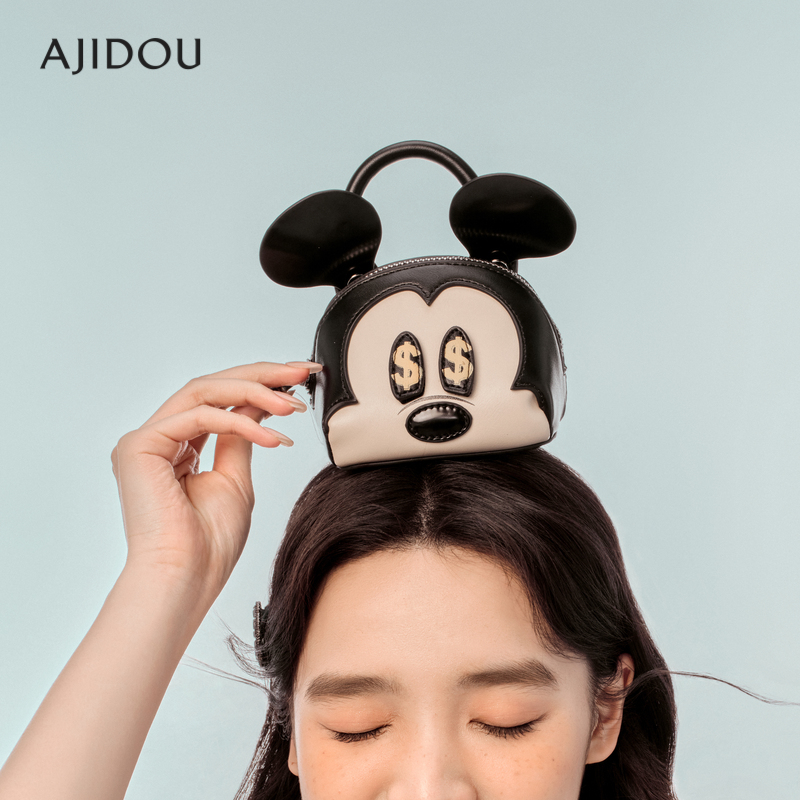 AJIDOU阿吉豆有钱“鼠”系列设计师款可爱小巧潮趣米奇包包女款-图0