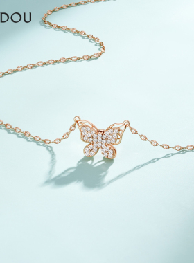 阿吉豆项链蝴蝶毛衣链锁骨链吊坠
