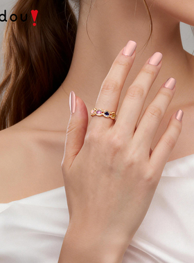 阿吉豆戒指女款多巴胺设计感指环