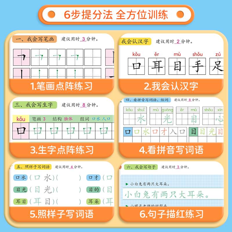 一二三四五六年级上下册语文人教版同步卷面书写练字帖+单元测试卷小学生专用硬笔书法练字本楷书体笔划笔顺雷射字帖练习每日一练 - 图3