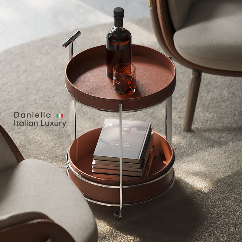 意式极简家用沙发边边桌角几黑色边几轻奢高级感可移动客厅小推车,淘宝优惠券,粉丝福利购,淘宝优惠卷