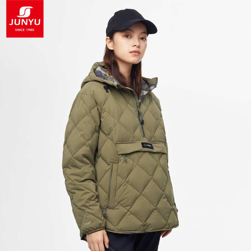 【特惠】君羽户外白鹅绒羽绒服男女短款连帽秋冬季外套SA66005 - 图2