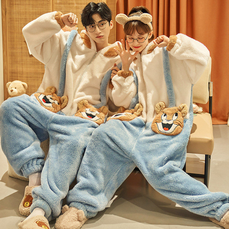 秋冬季情侣珊瑚绒连体衣男式睡衣 仙罗兰服饰睡衣/家居服套装