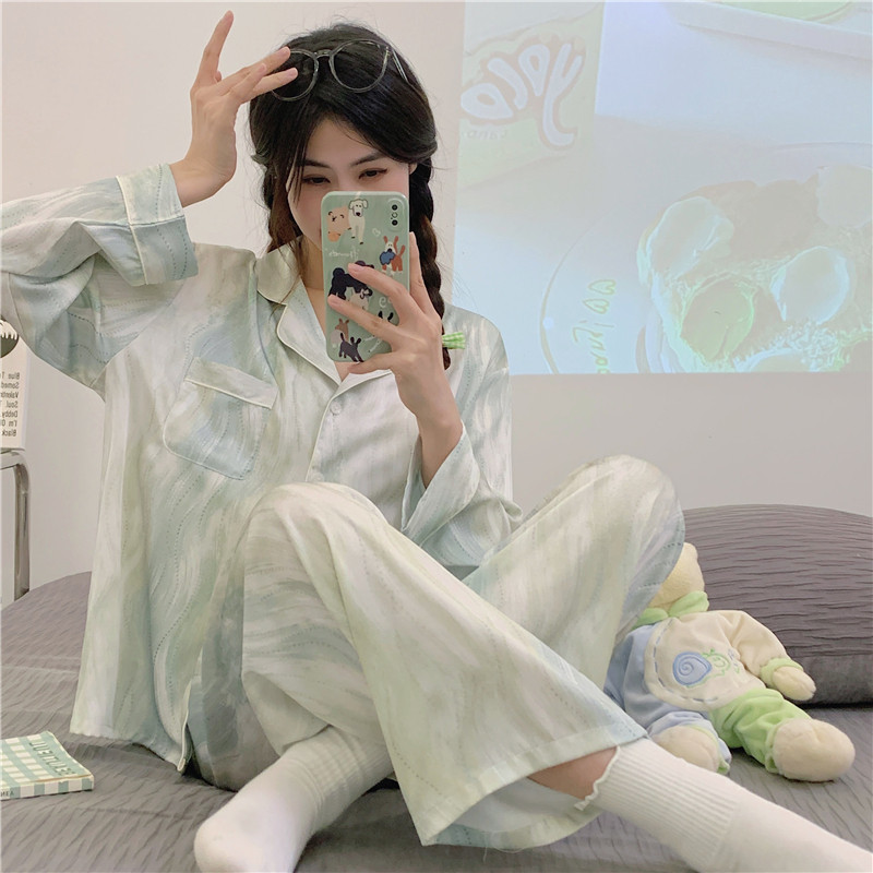 宽松可外穿仿真丝绸薄款简约感睡衣 仙罗兰服饰睡衣/家居服套装