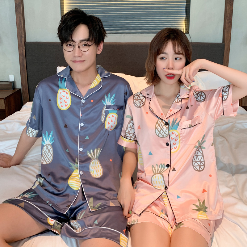 情侣夏季丝绸短袖韩版可爱冰丝睡衣 仙罗兰服饰睡衣/家居服套装