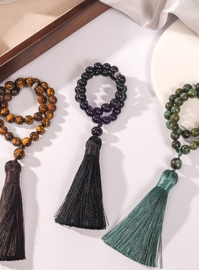 流苏水晶手串非洲松念珠