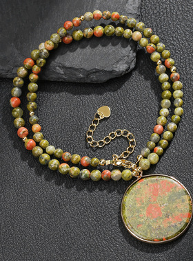 女士花绿石4mm圆珠锁骨链