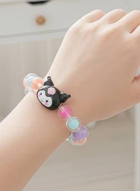 三丽鸥卡通儿童手链库洛米女孩果冻色串珠手串小学生美乐蒂手链J
